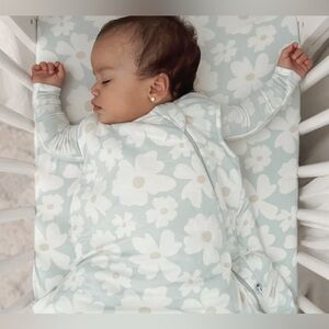 Floral Kids Pajamas Set Blue White floral crib sheet onesie 12 18 mo gunamuna